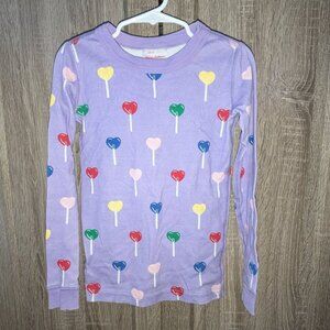 Hanna Andersson Valentine's Print Heart Lollipops Long Sleeve Sleep PJs Shirt 7